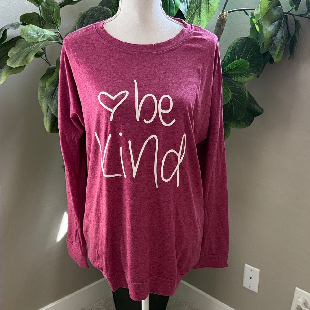 Be Kind Long Sleeve Tee - Pink